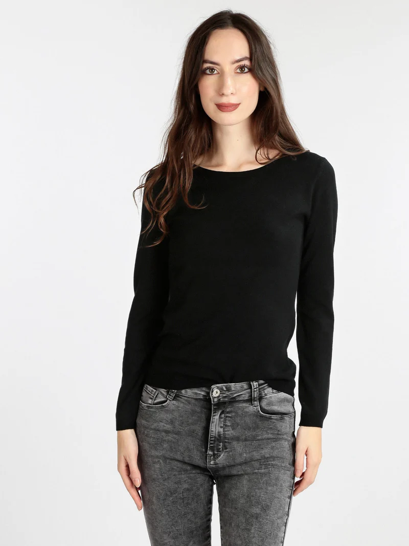 Pullover girocollo donna - nero