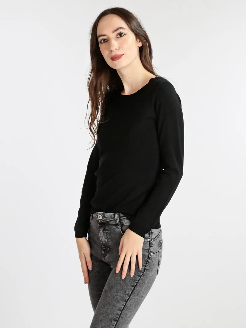Pullover girocollo donna - nero