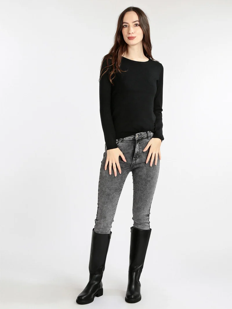 Pullover girocollo donna - nero