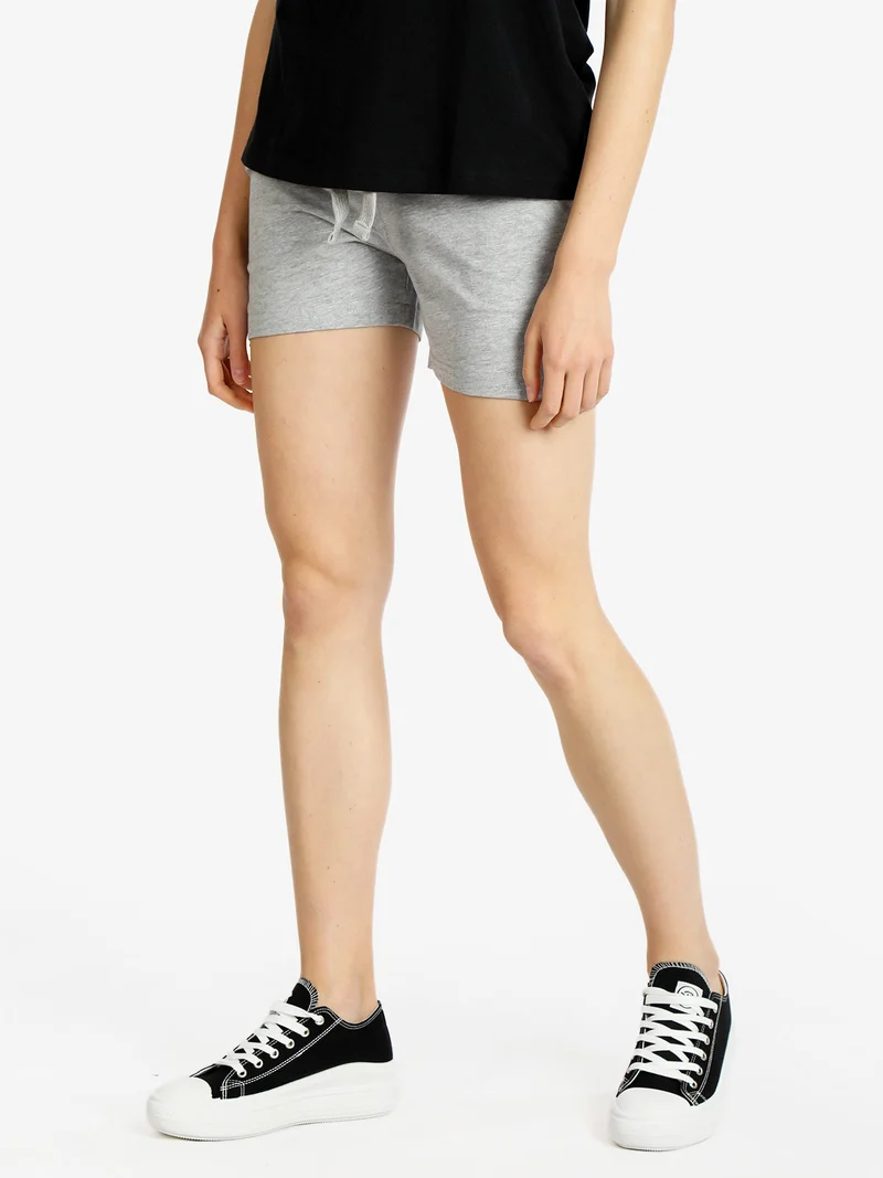 Shorts sportivi in cotone donna con coulisse - grigio