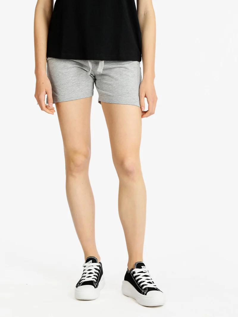 Shorts sportivi in cotone donna con coulisse - grigio