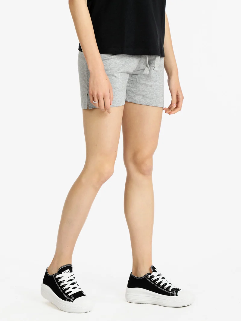 Shorts sportivi in cotone donna con coulisse - grigio