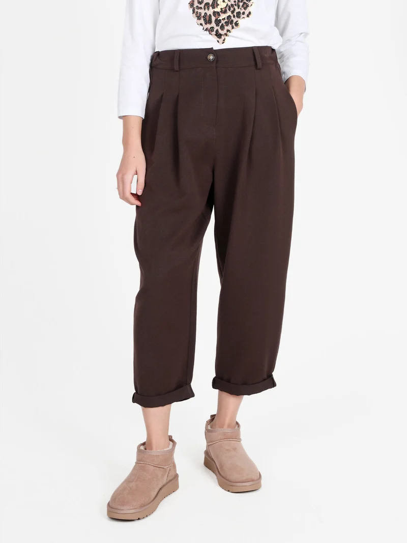Pantaloni casual da donna a palloncino - moro