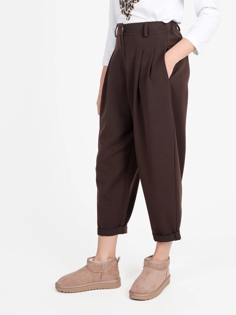 Pantaloni casual da donna a palloncino - moro