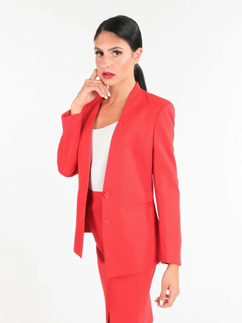 Blazer donna scollo alla coreana - rosso