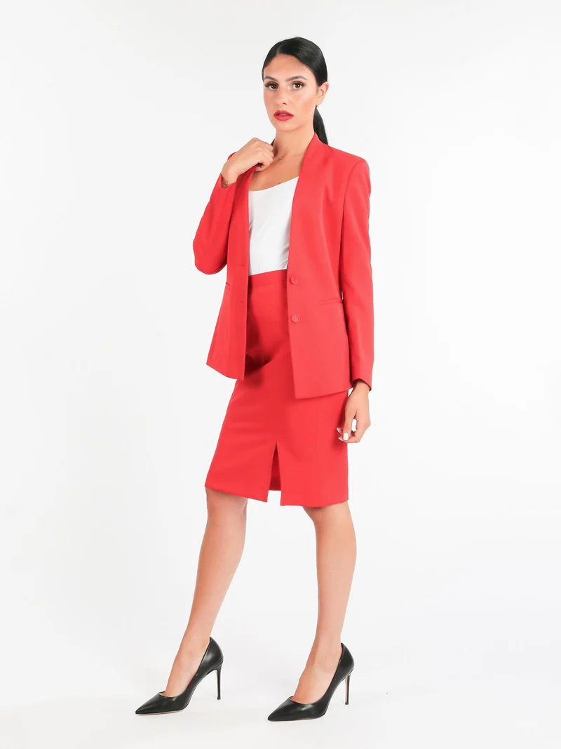 Blazer donna scollo alla coreana - rosso
