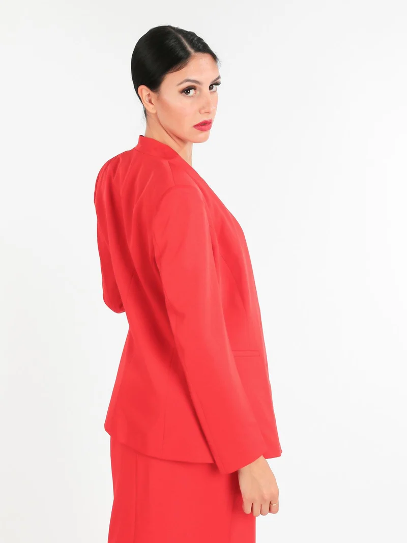 Blazer donna scollo alla coreana - rosso