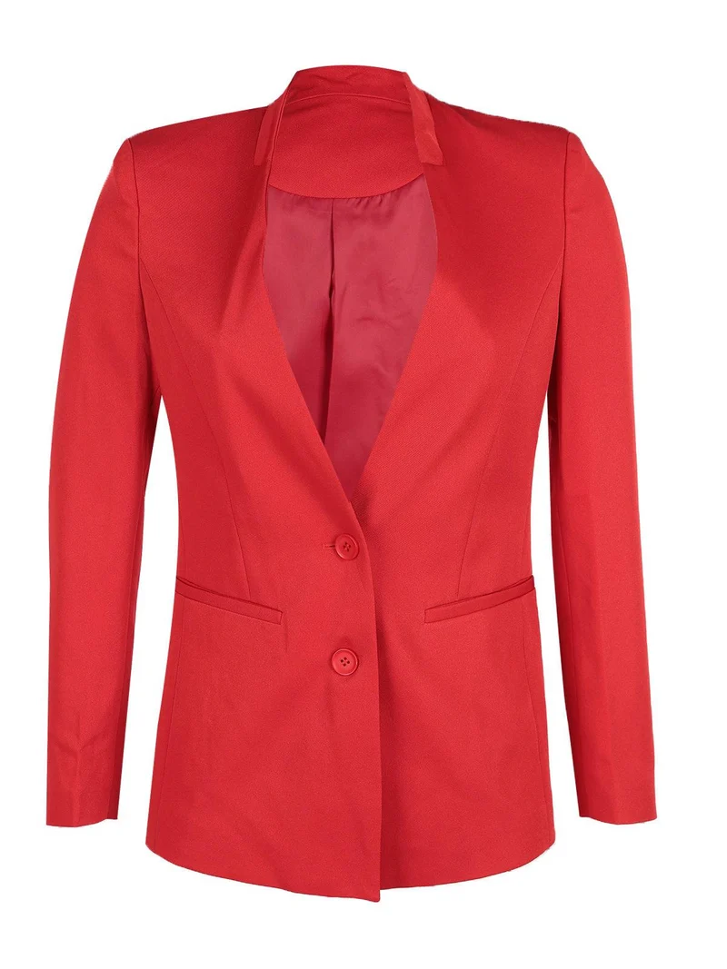 Blazer donna scollo alla coreana - rosso