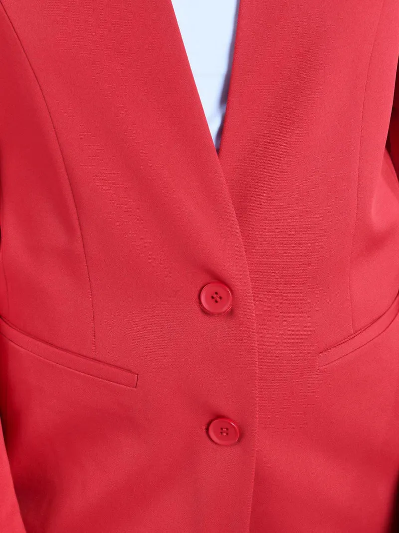 Blazer donna scollo alla coreana - rosso
