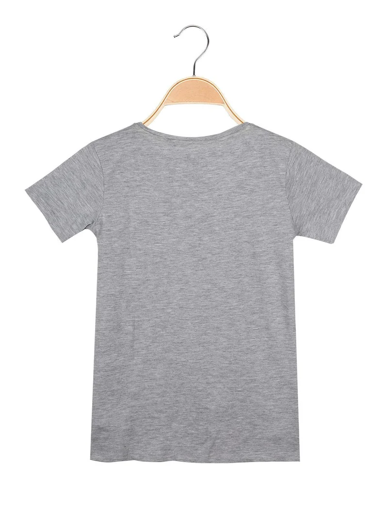 T-shirt con scritta e glitter - grigio