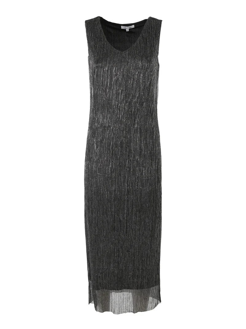 Abito lungo da donna in lurex senza maniche - argento