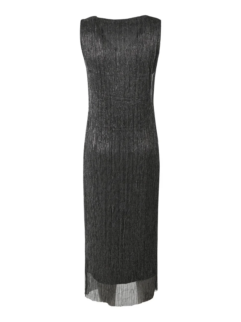 Abito lungo da donna in lurex senza maniche - argento