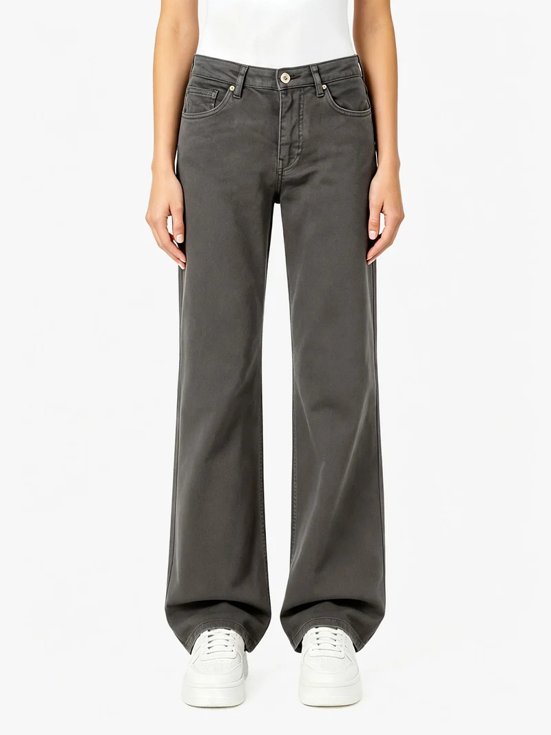 Pantaloni jeans da donna a gamba larga - moro