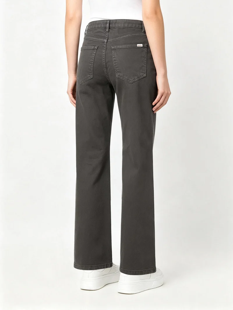 Pantaloni jeans da donna a gamba larga - moro