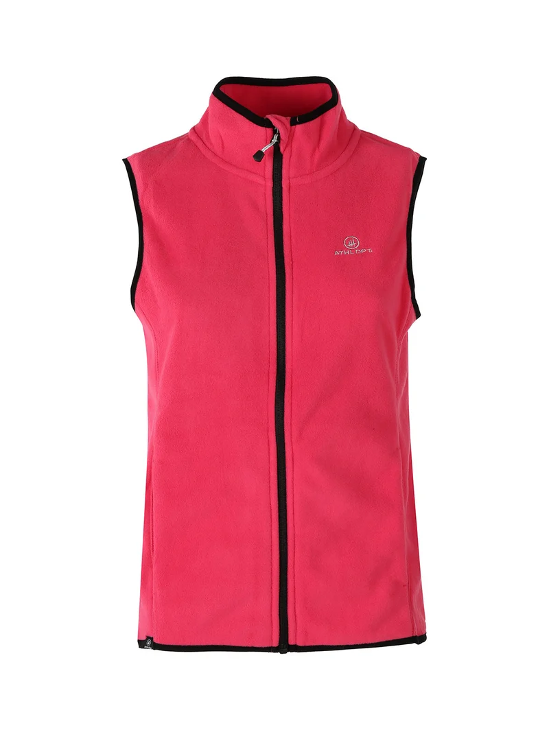 Smanicato donna in pile con zip - fragola