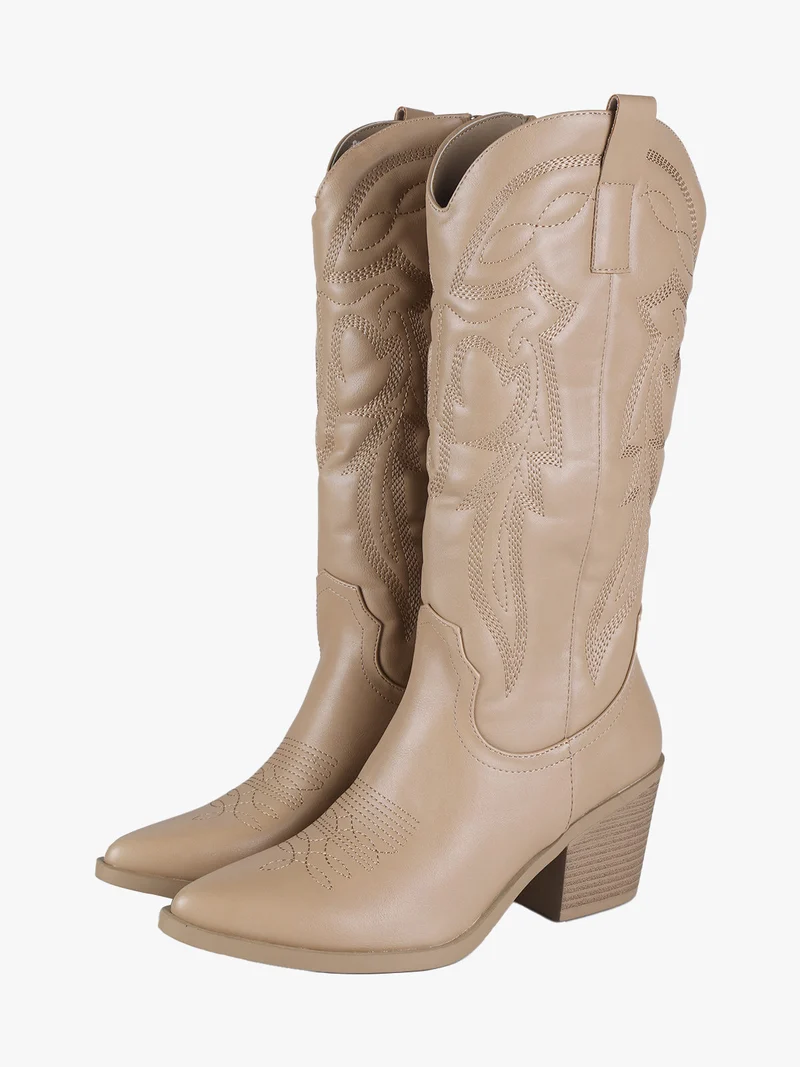 Stivali texani da donna a punta - khaki