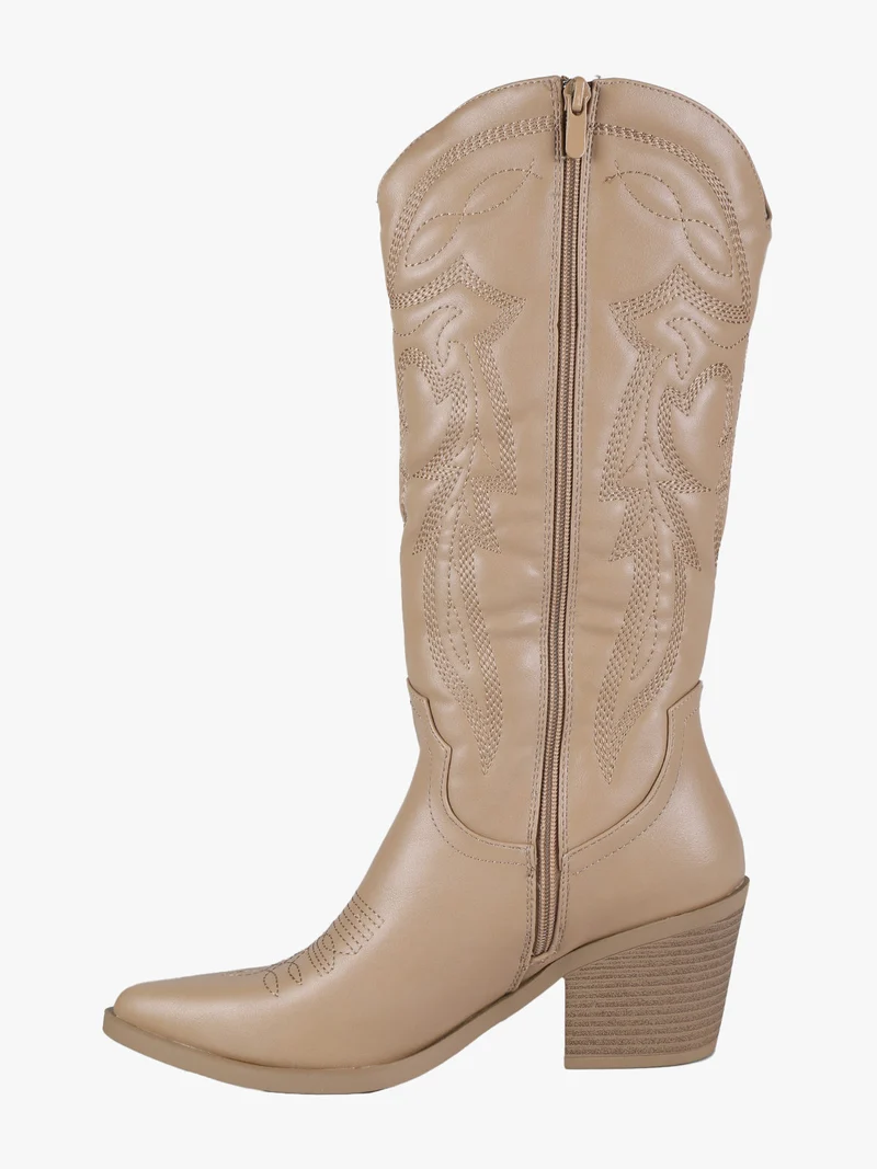 Stivali texani da donna a punta - khaki