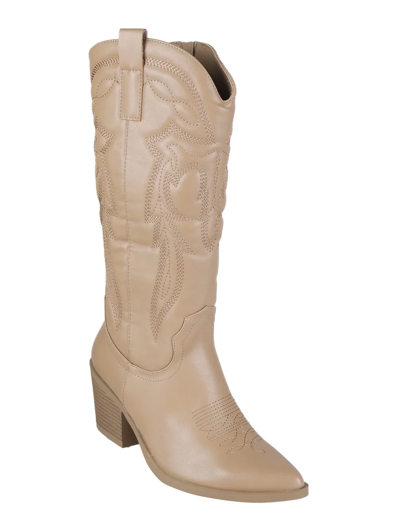 Stivali texani da donna a punta - khaki