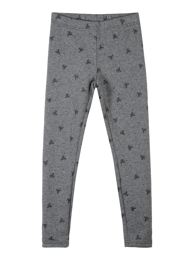 Leggings da bambina fiocchi glitter con interno felpato - grigio