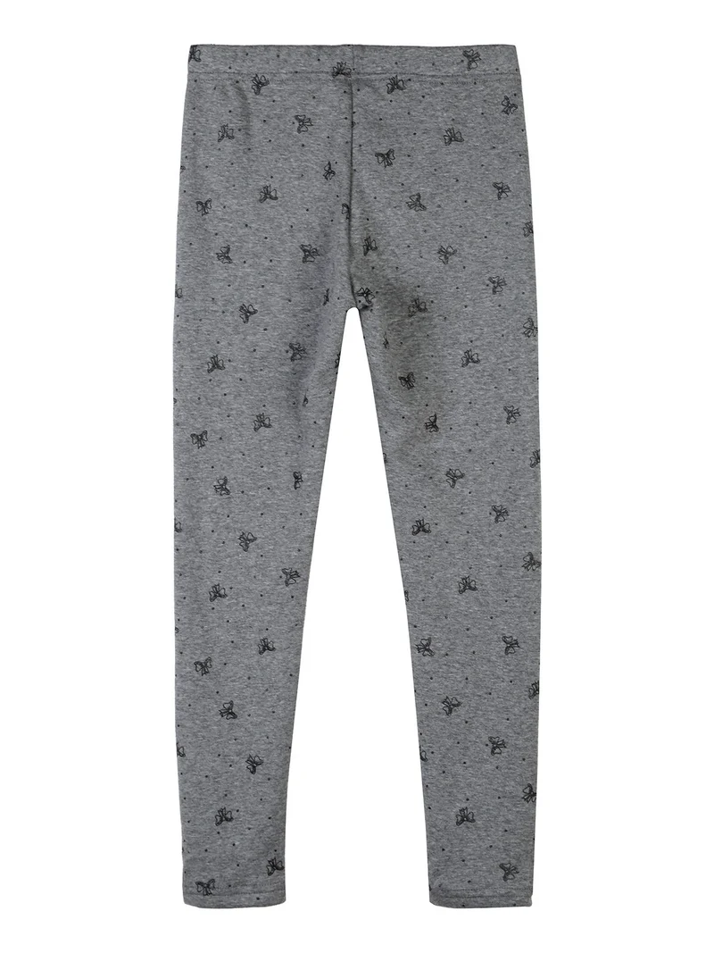 Leggings da bambina fiocchi glitter con interno felpato - grigio