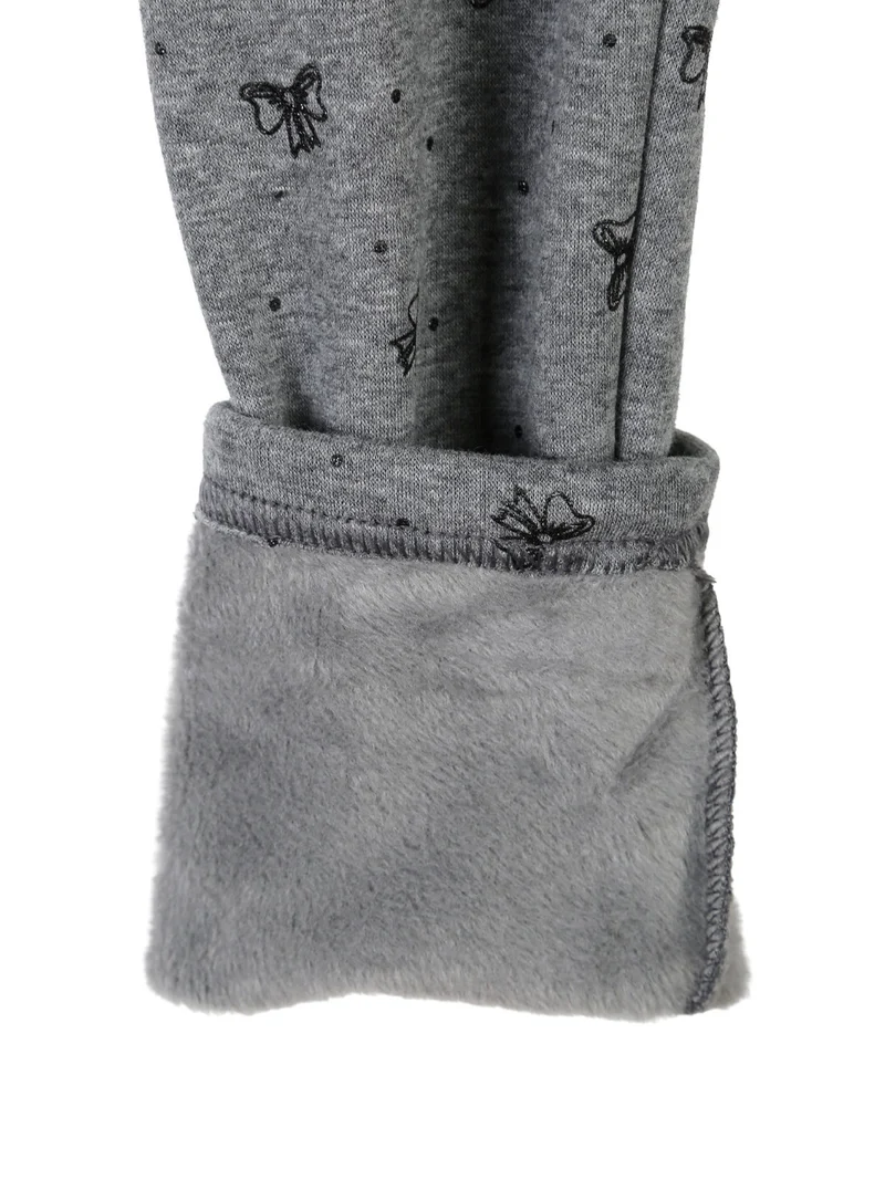 Leggings da bambina fiocchi glitter con interno felpato - grigio