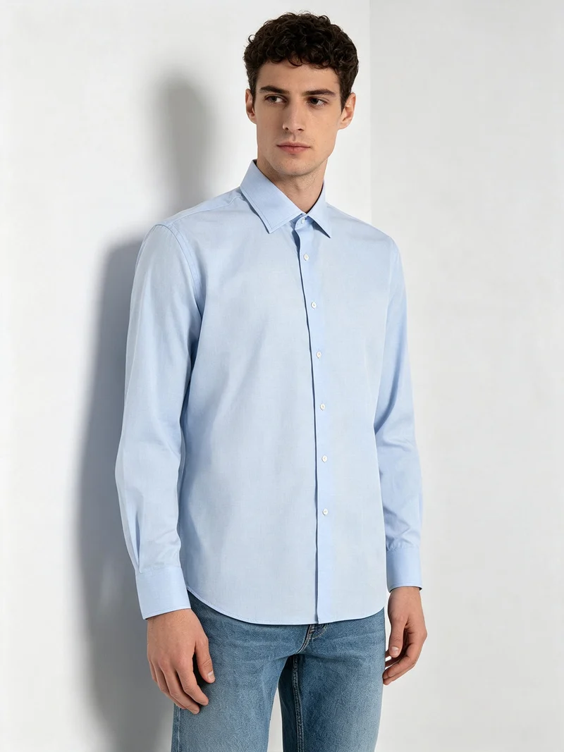 Camicia da uomo regular fit in cotone - azzurro