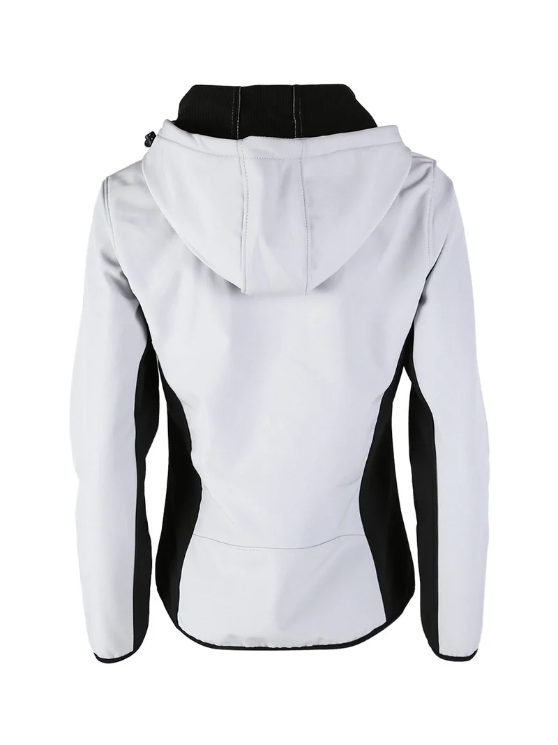 Giacca donna sportiva impermeabile con cappuccio e zip - perla