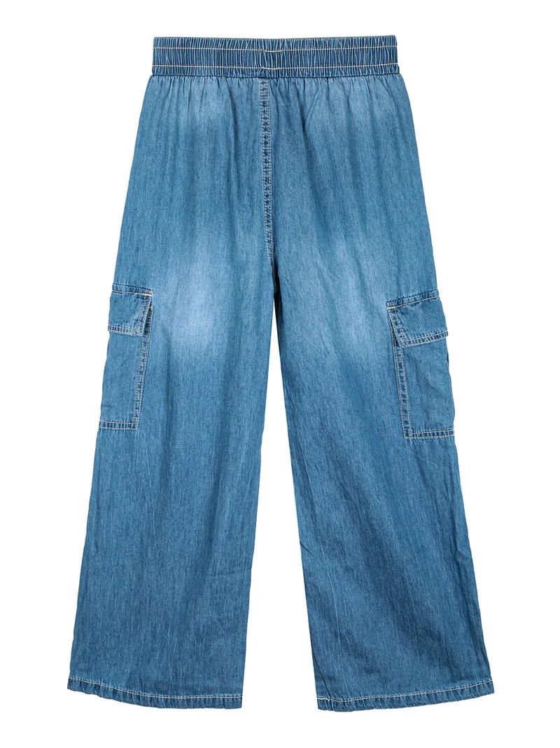 Pantaloni da bambina effetto jeans con tasconi laterali - jeans