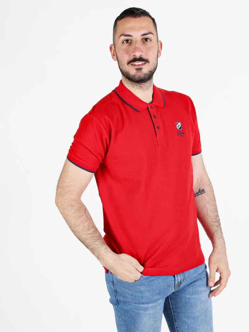 Polo da uomo in cotone a maniche corte - rosso