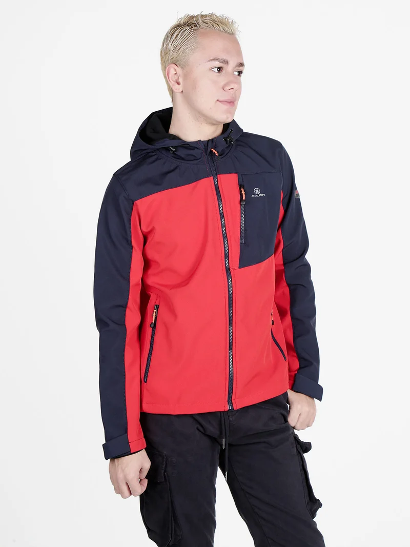 Giacca sportiva da uomo impermeabile con cappuccio e interno in pile - arancione