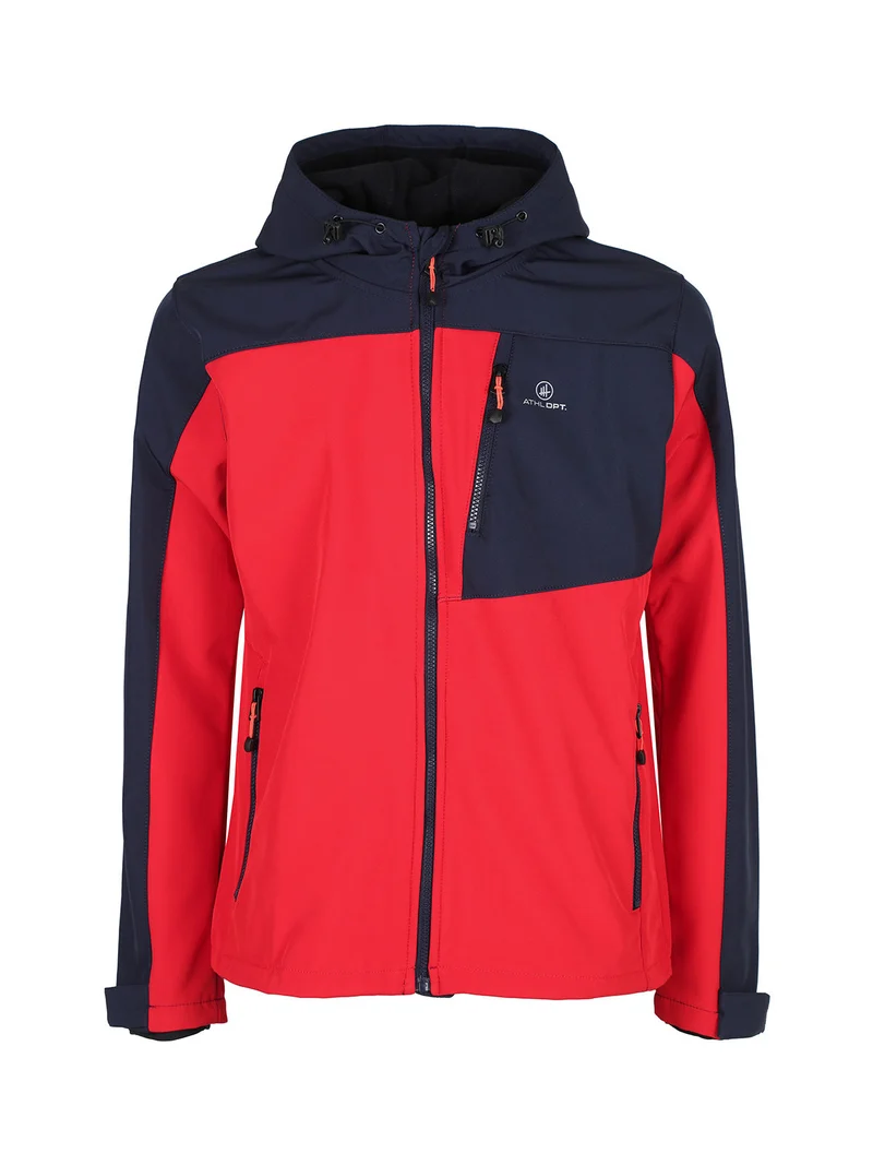 Giacca sportiva da uomo impermeabile con cappuccio e interno in pile - arancione