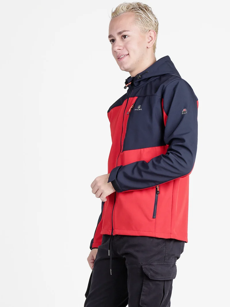 Giacca sportiva da uomo impermeabile con cappuccio e interno in pile - arancione