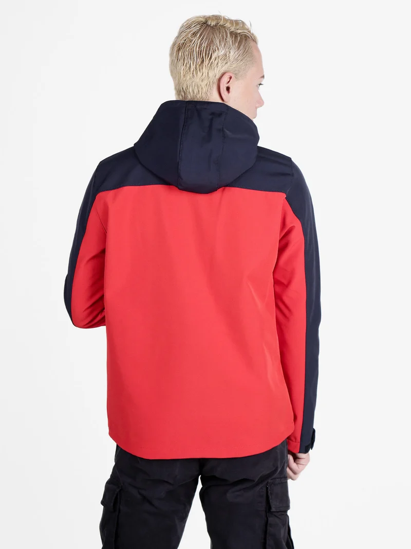 Giacca sportiva da uomo impermeabile con cappuccio e interno in pile - arancione