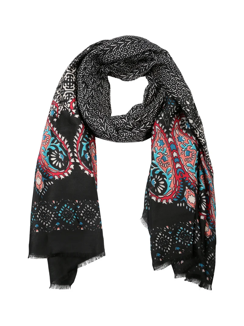 Sciarpa donna con stampe - nero