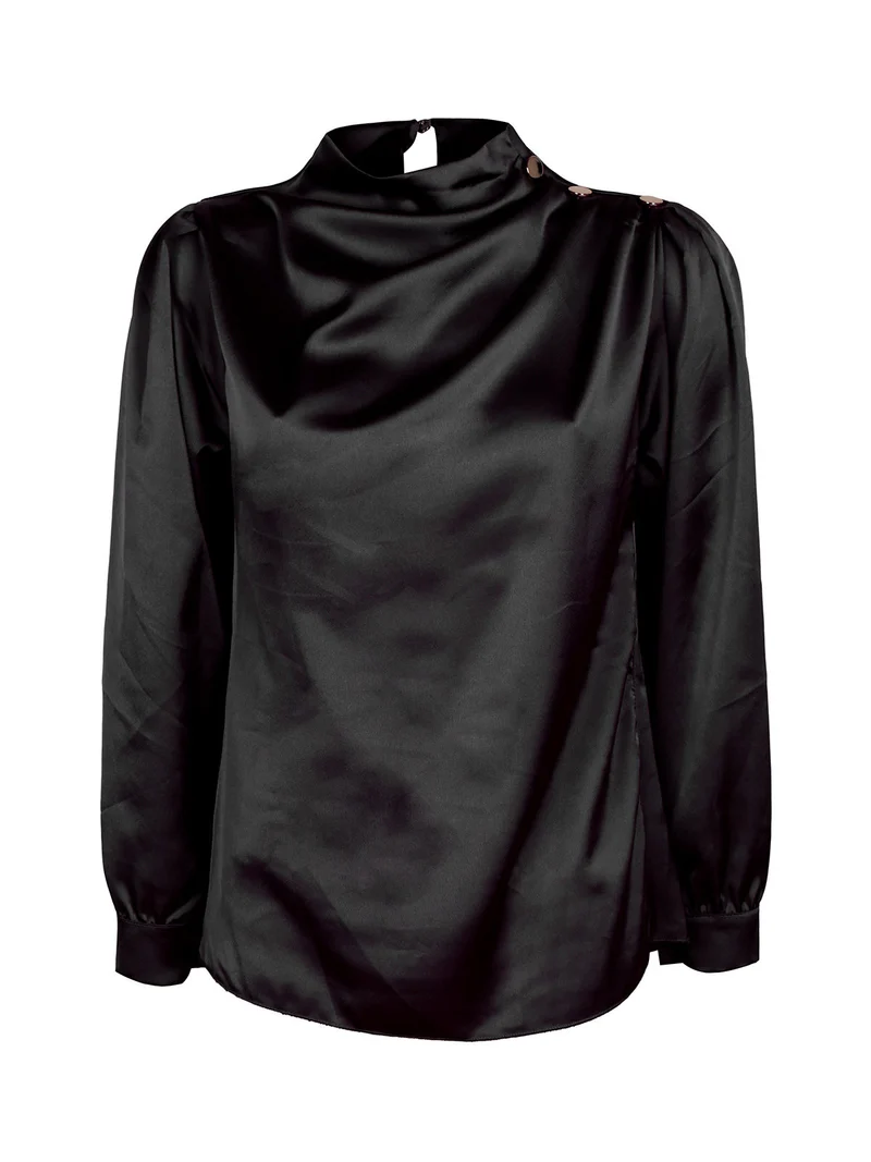 Blusa in simil seta da donna - nero