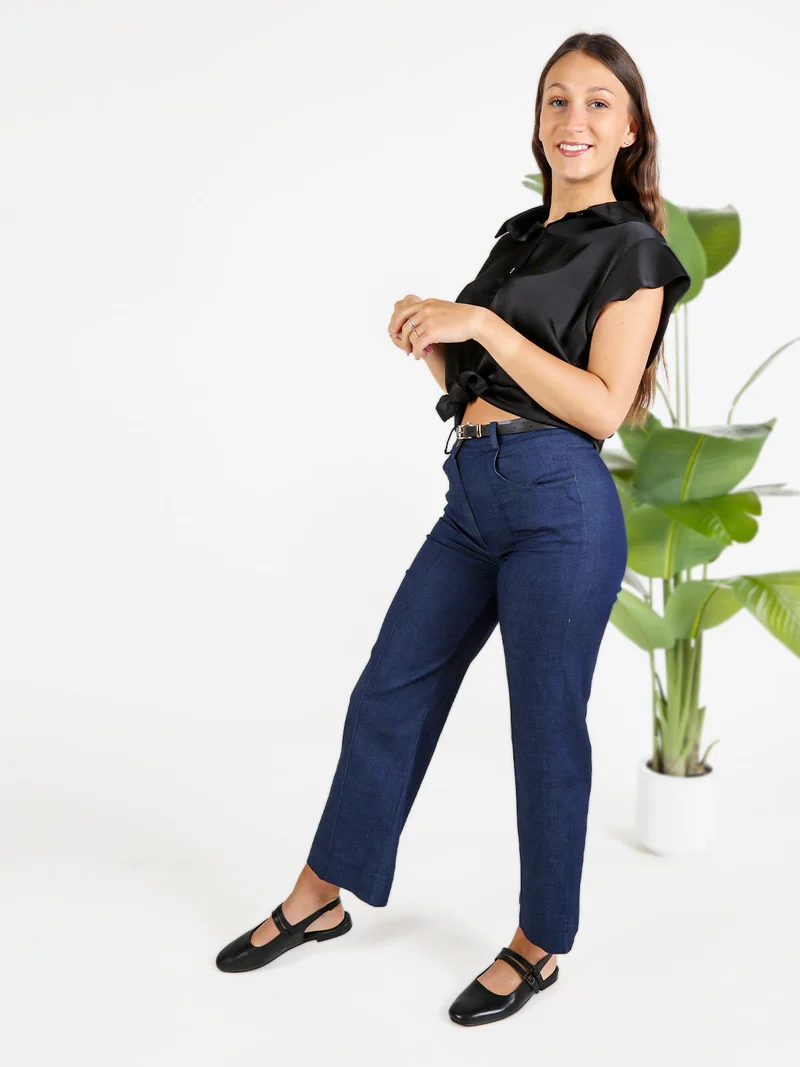 Camicia donna senza maniche effetto raso - nero