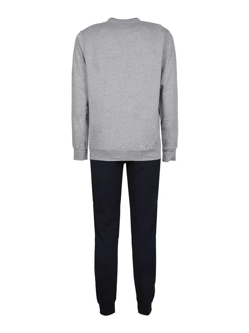 Pigiama lungo da uomo in cotone - grigio