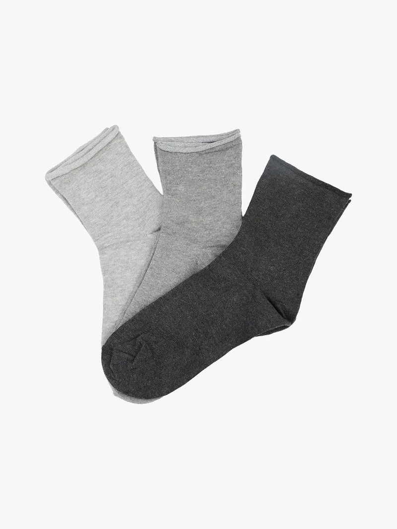 Confezione da 3 paia di calze corte donna in caldo cotone - grigio