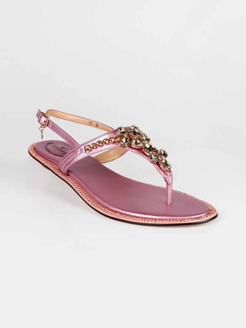 infradito gioiello con strass - fucsia
