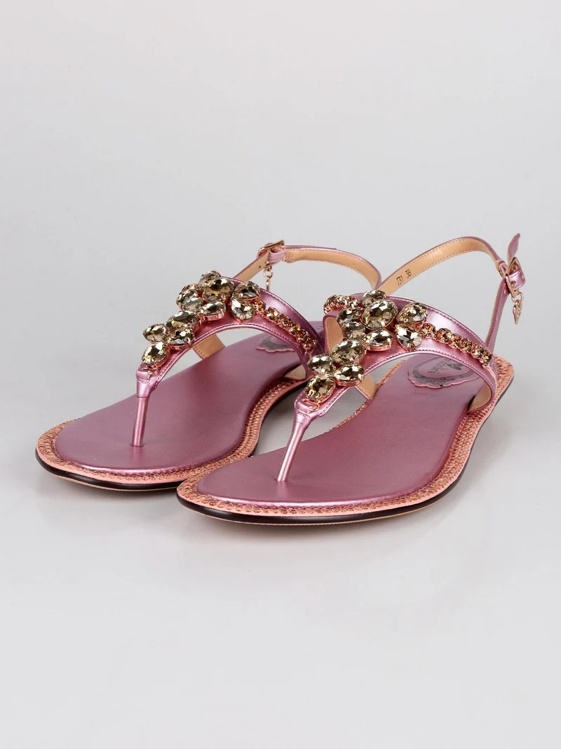 infradito gioiello con strass - fucsia