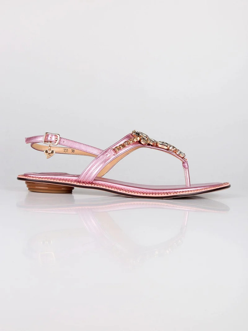 infradito gioiello con strass - fucsia