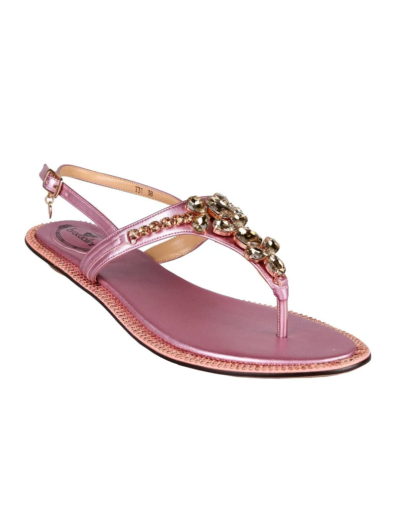 infradito gioiello con strass - fucsia