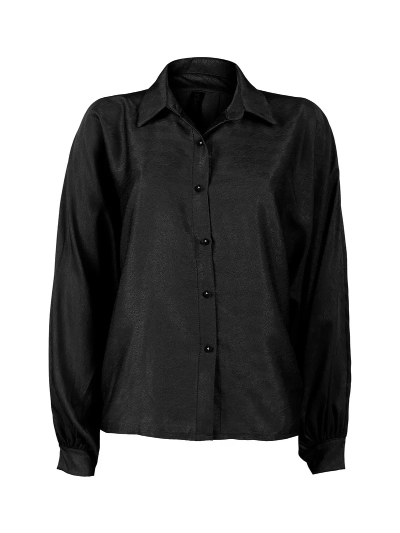 Camicia donna oversize con maniche a pipistrello - nero