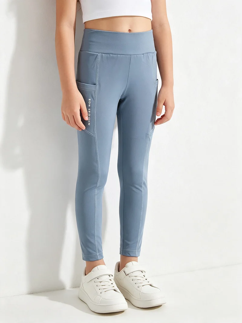 Leggings sportivi da bambina - azzurro