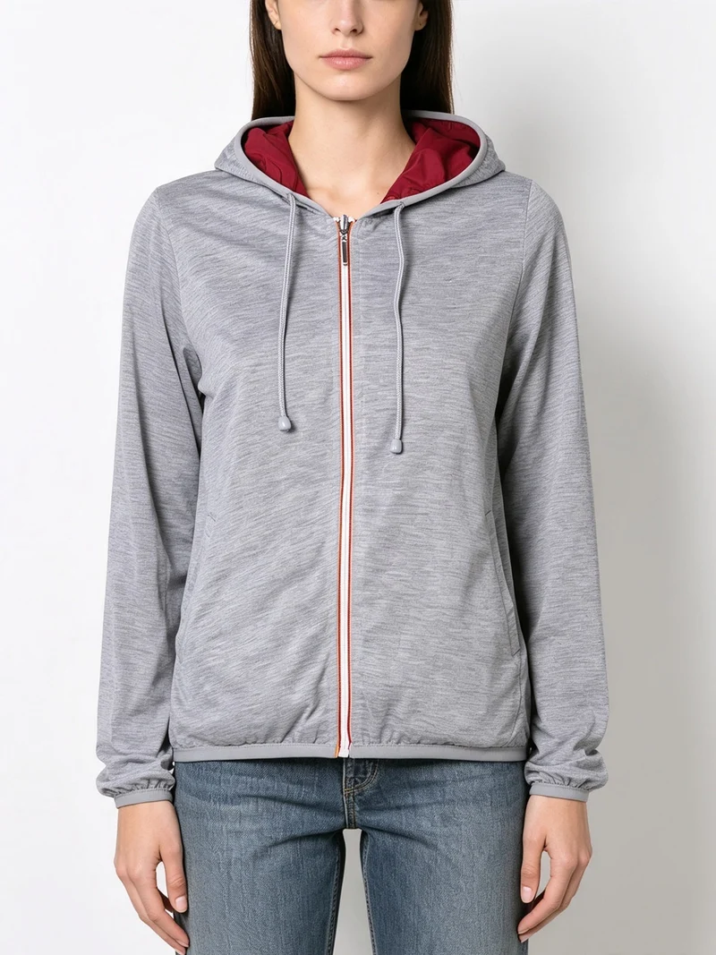 Giacca a vento da donna reversibile con cappuccio - bordeaux