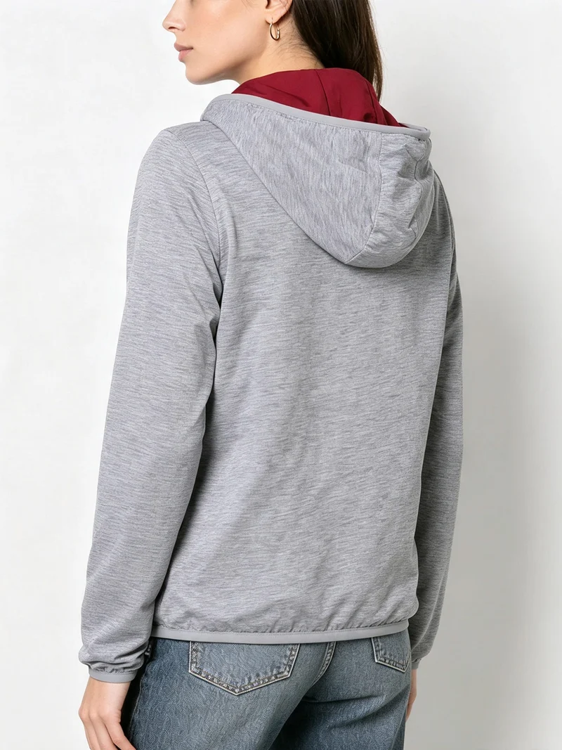 Giacca a vento da donna reversibile con cappuccio - bordeaux