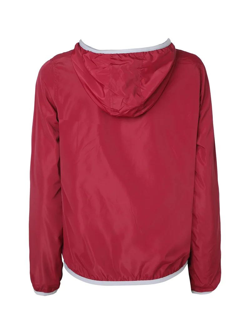 Giacca a vento da donna reversibile con cappuccio - bordeaux
