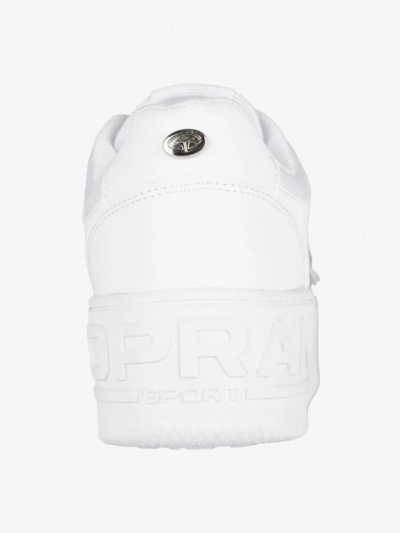 Sneakers basse donna con platform e strass - bianco