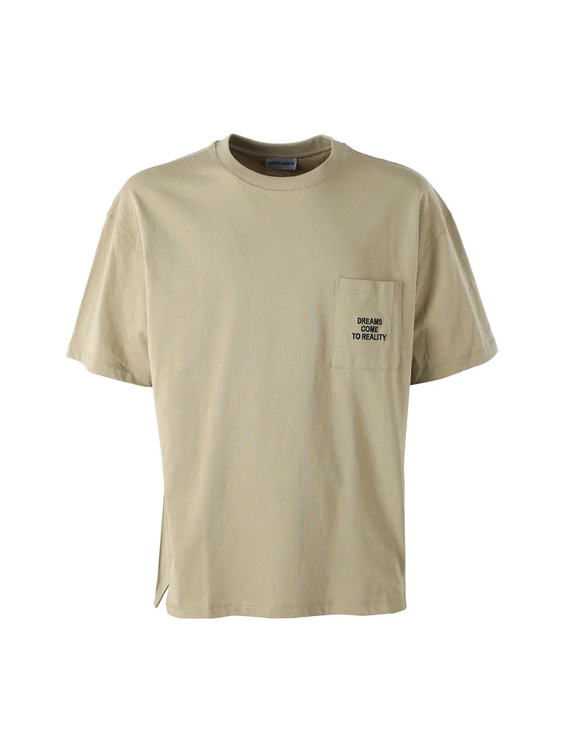 T-shirt oversize da uomo in cotone - khaki