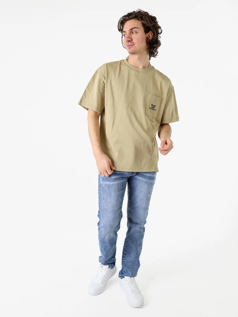 T-shirt oversize da uomo in cotone - khaki